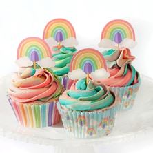 Picture of RAINBOW CUPCAKE PICKS X 12